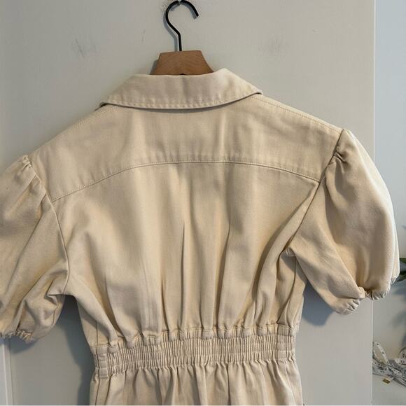 C/MEO Cream Denim Zipper Front Mini Dress Small - Picture 8 of 14